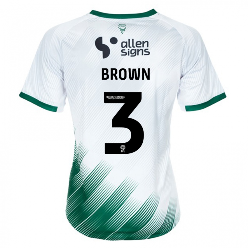 Kinder Jaden Brown #3 Weiß Auswärtstrikot Trikot 2023/24 T-Shirt