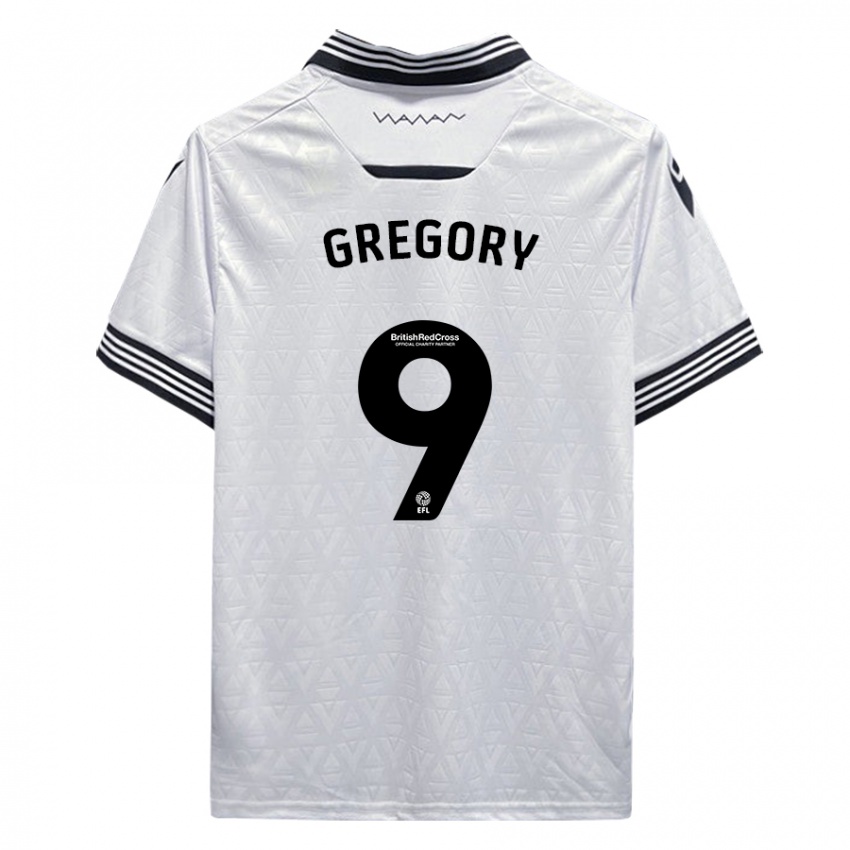 Kinder Lee Gregory #9 Weiß Auswärtstrikot Trikot 2023/24 T-Shirt