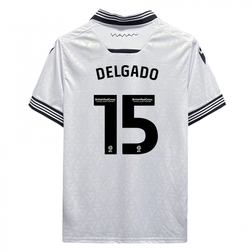 Kinder Juan Delgado #15 Weiß Auswärtstrikot Trikot 2023/24 T-Shirt