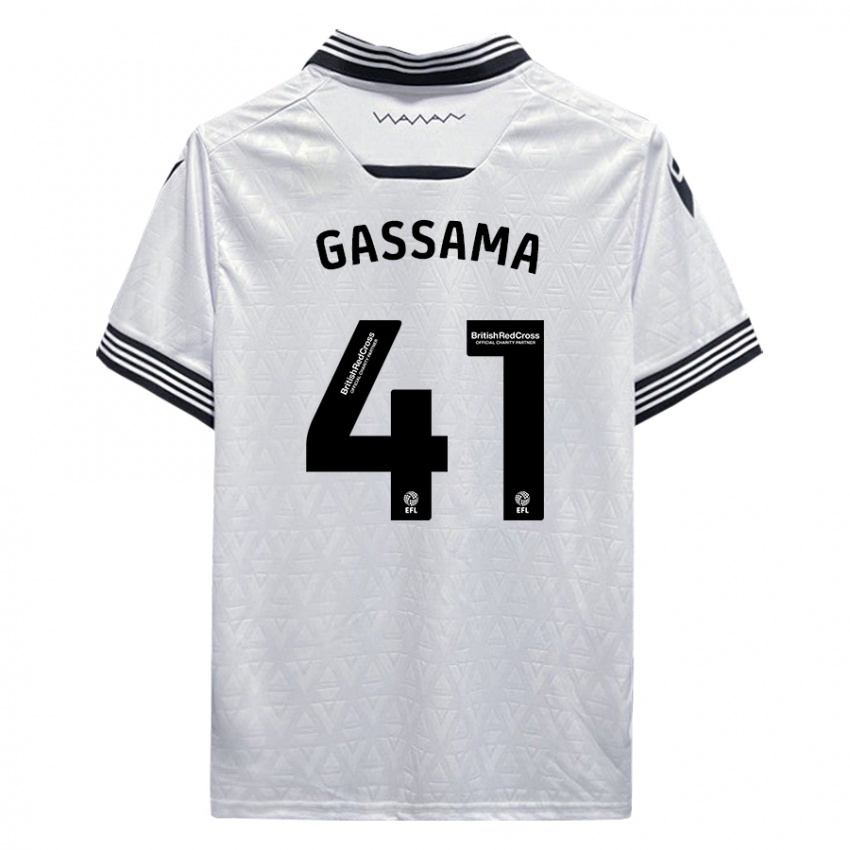 Kinder Djeidi Gassama #41 Weiß Auswärtstrikot Trikot 2023/24 T-Shirt