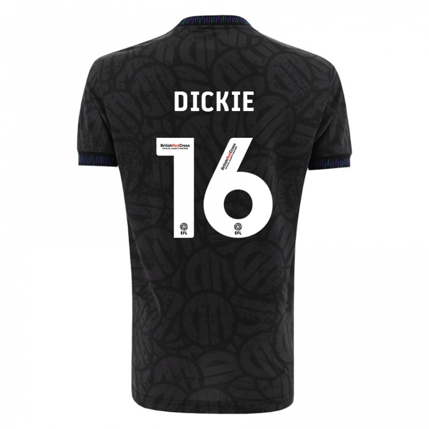 Kinder Rob Dickie #16 Schwarz Auswärtstrikot Trikot 2023/24 T-Shirt