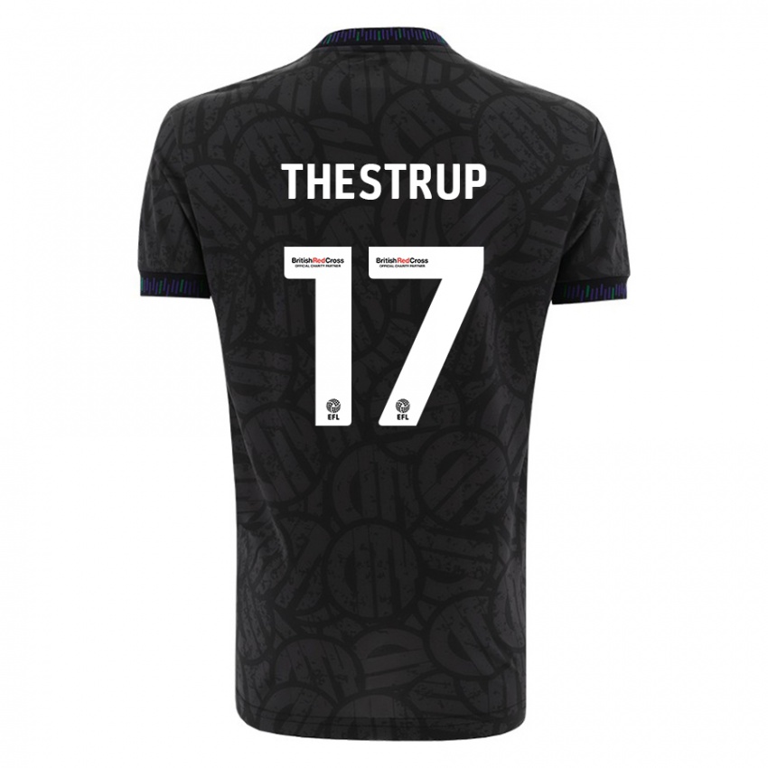 Kinder Amalie Thestrup #17 Schwarz Auswärtstrikot Trikot 2023/24 T-Shirt