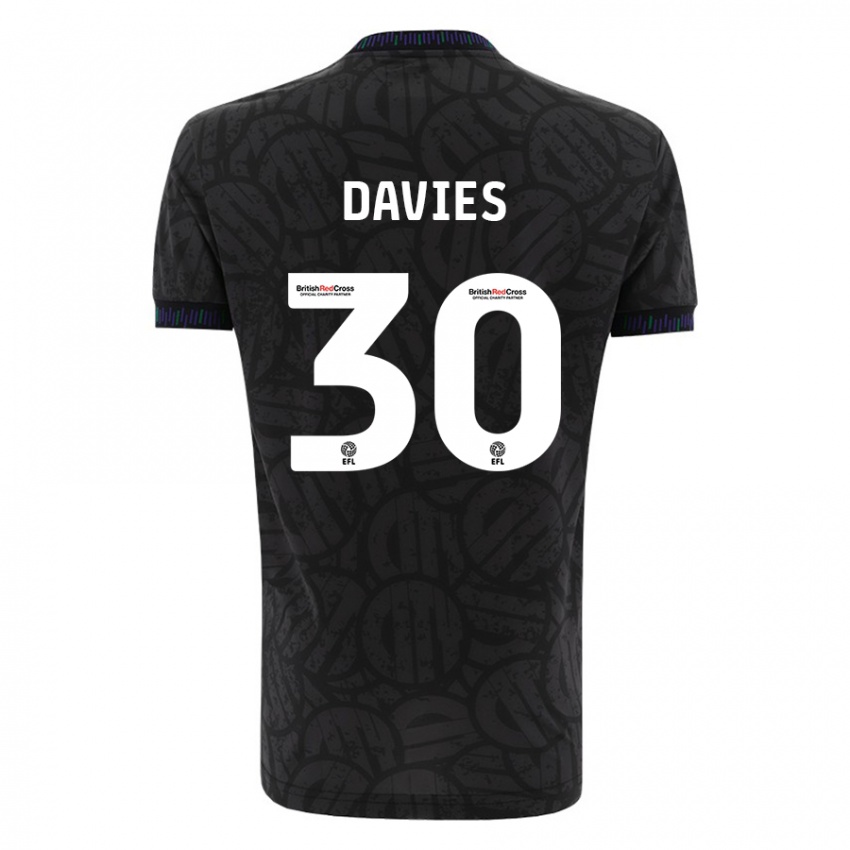 Kinder Yasmin Davies #30 Schwarz Auswärtstrikot Trikot 2023/24 T-Shirt