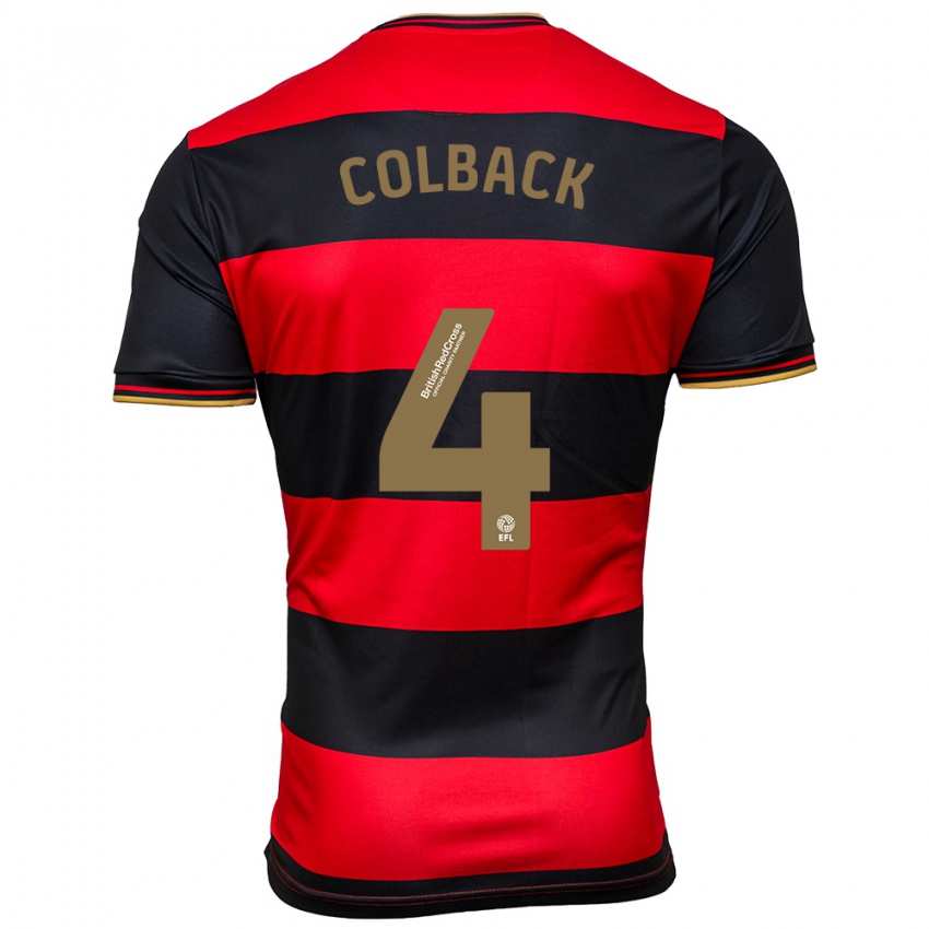 Kinder Jack Colback #4 Schwarz Rot Auswärtstrikot Trikot 2023/24 T-Shirt