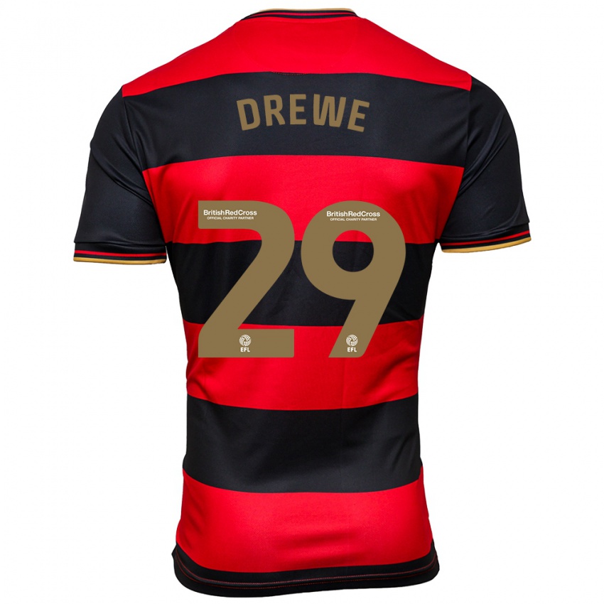 Kinder Aaron Drewe #29 Schwarz Rot Auswärtstrikot Trikot 2023/24 T-Shirt