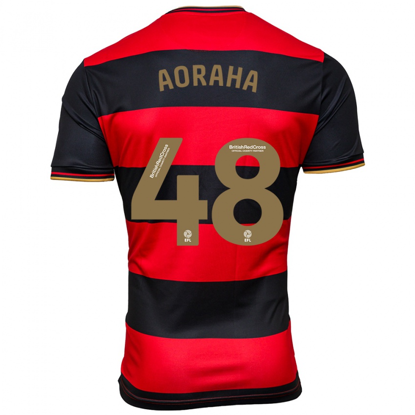 Kinder Alexander Aoraha #48 Schwarz Rot Auswärtstrikot Trikot 2023/24 T-Shirt