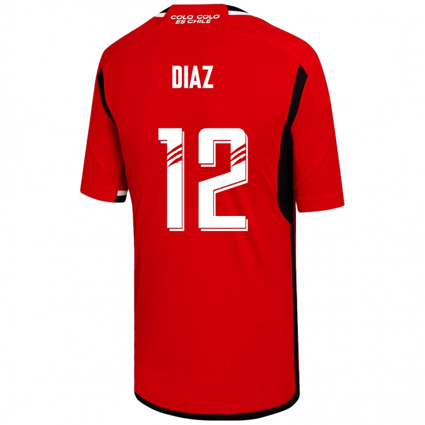 Kinder Javiera Díaz #12 Rot Auswärtstrikot Trikot 2023/24 T-Shirt