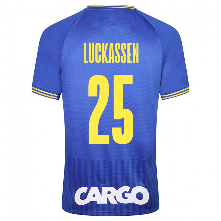 Kinder Derrick Luckassen #25 Blau Auswärtstrikot Trikot 2023/24 T-Shirt