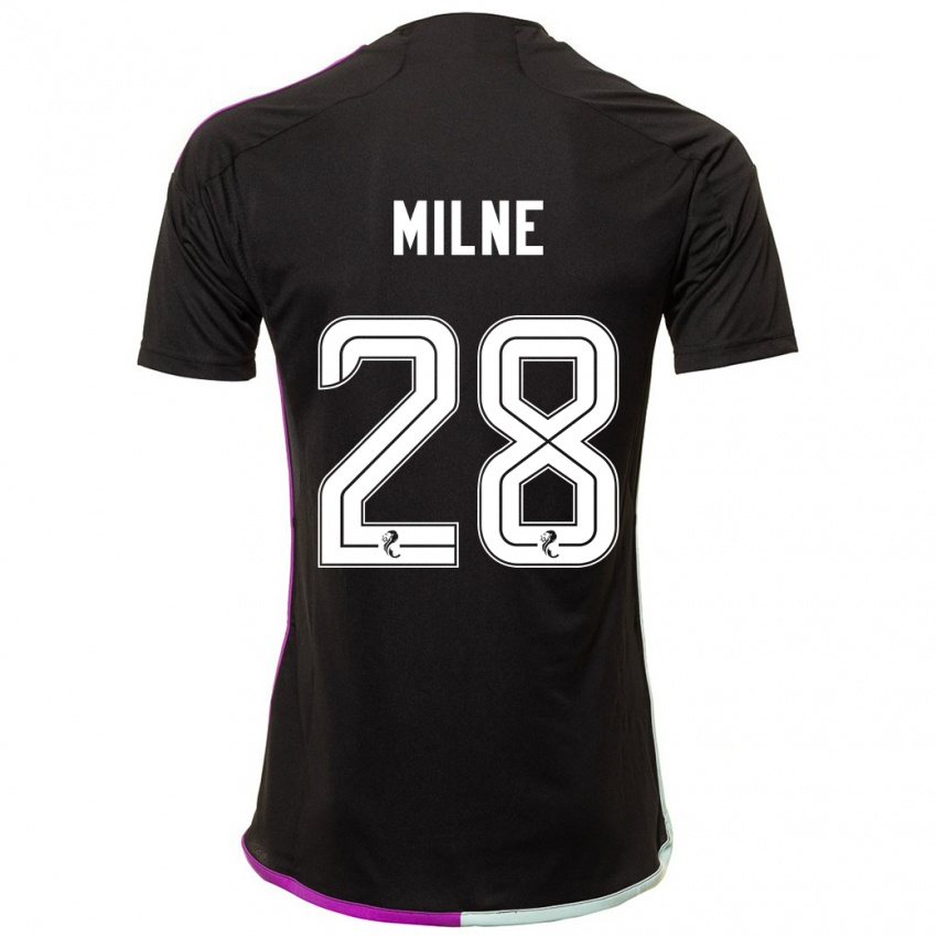 Kinder Jack Milne #28 Schwarz Auswärtstrikot Trikot 2023/24 T-Shirt