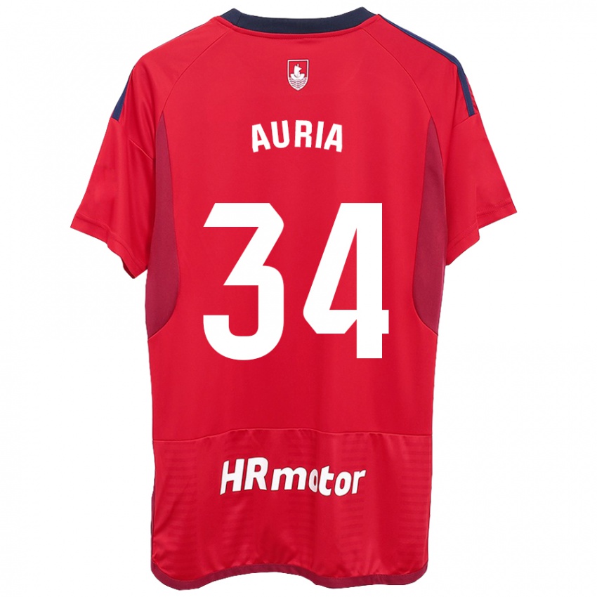 Herren Miguel Auria #34 Rot Heimtrikot Trikot 2023/24 T-Shirt