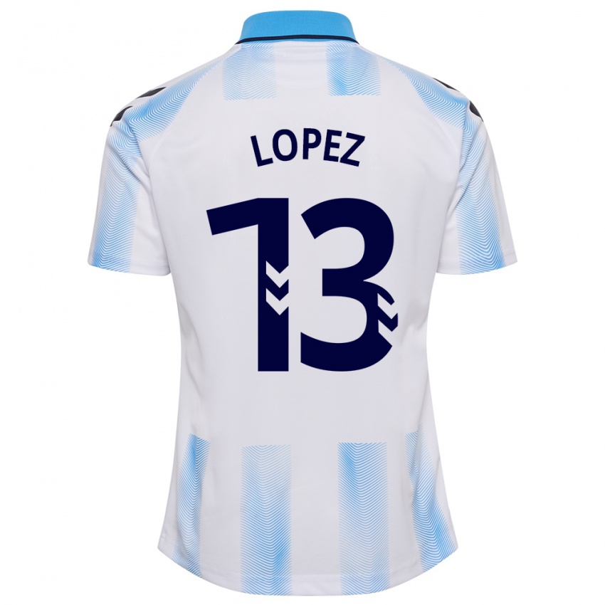 Herren Carlos López #13 Weiß Blau Heimtrikot Trikot 2023/24 T-Shirt