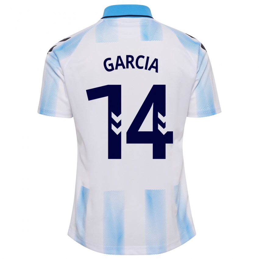 Herren Víctor García #14 Weiß Blau Heimtrikot Trikot 2023/24 T-Shirt