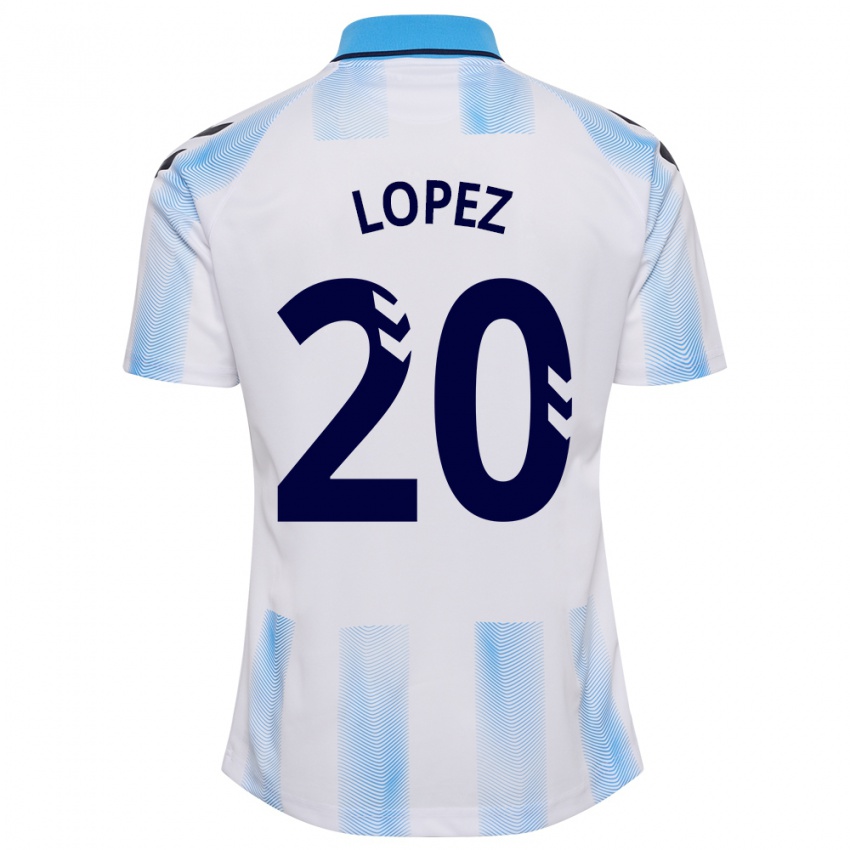 Herren Adri López #20 Weiß Blau Heimtrikot Trikot 2023/24 T-Shirt