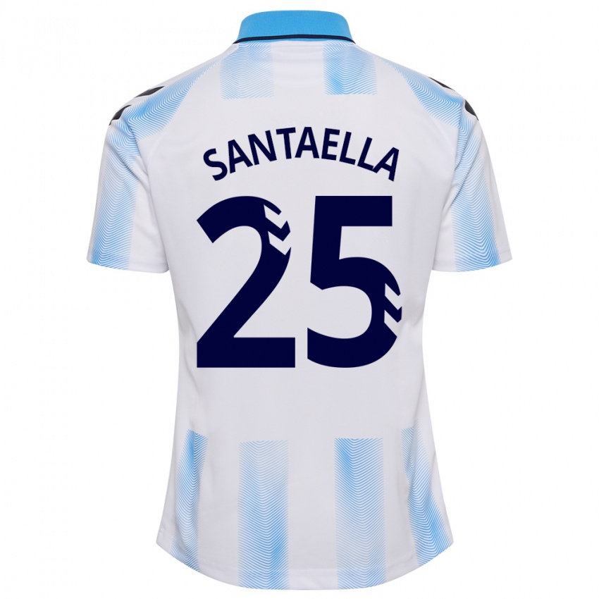 Herren Miguel Ángel Santaella #25 Weiß Blau Heimtrikot Trikot 2023/24 T-Shirt