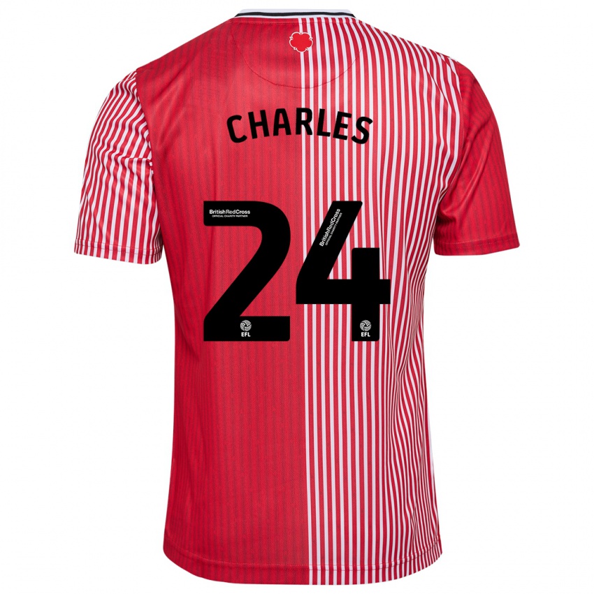 Herren Shea Charles #24 Rot Heimtrikot Trikot 2023/24 T-Shirt