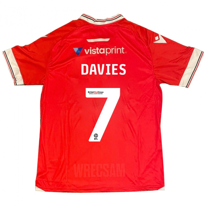 Herren Jordan Davies #7 Rot Heimtrikot Trikot 2023/24 T-Shirt
