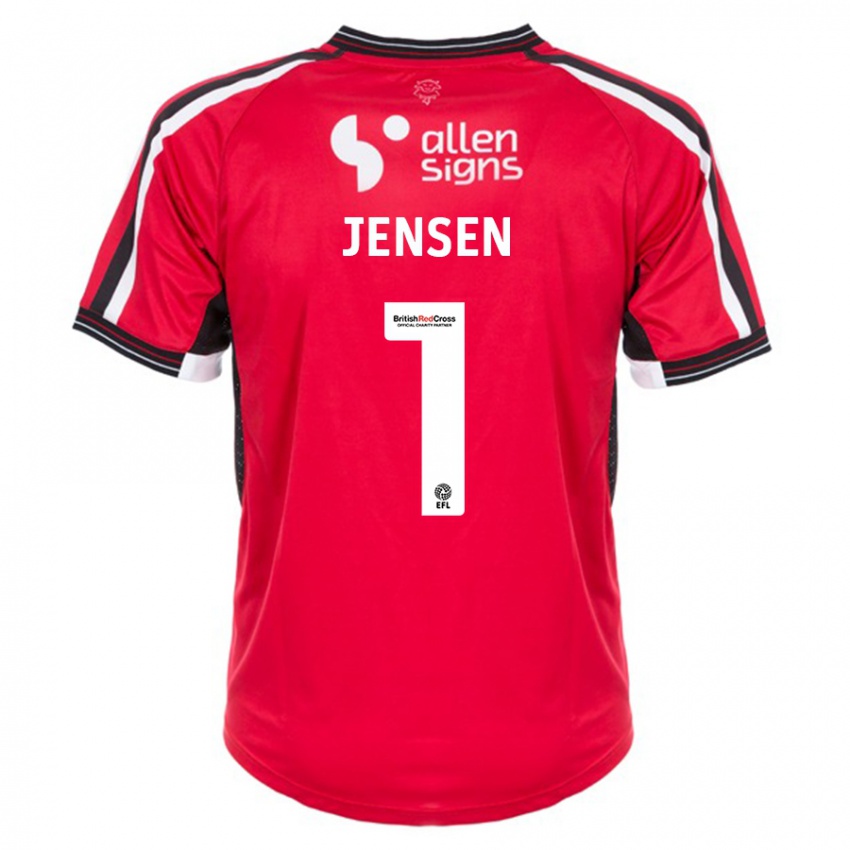 Herren Lukas Jensen #1 Rot Heimtrikot Trikot 2023/24 T-Shirt