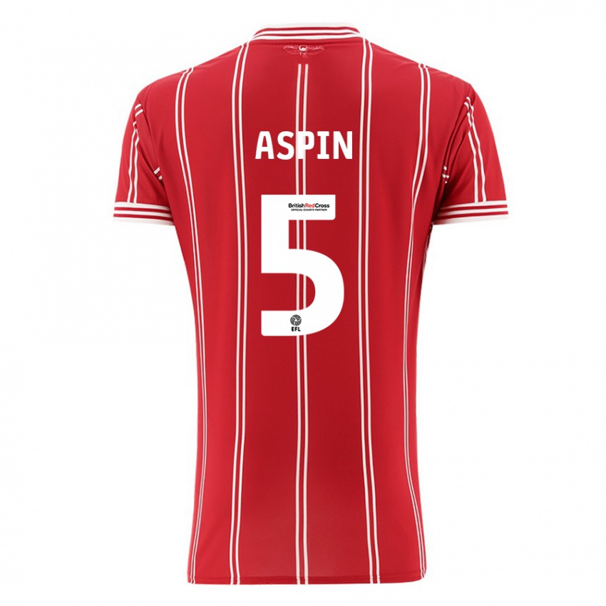 Herren Brooke Aspin #5 Rot Heimtrikot Trikot 2023/24 T-Shirt