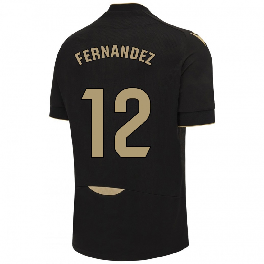 Herren Sandra Fernández León #12 Schwarz Auswärtstrikot Trikot 2023/24 T-Shirt