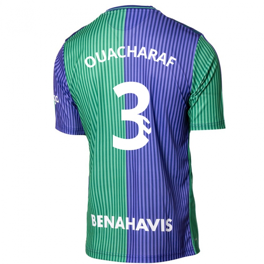 Herren Bilal Ouacharaf #3 Grün Blau Auswärtstrikot Trikot 2023/24 T-Shirt