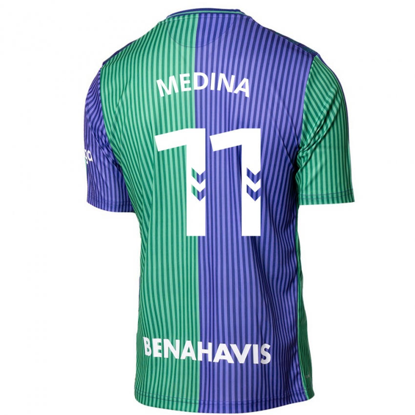 Herren Kevin Medina #11 Grün Blau Auswärtstrikot Trikot 2023/24 T-Shirt