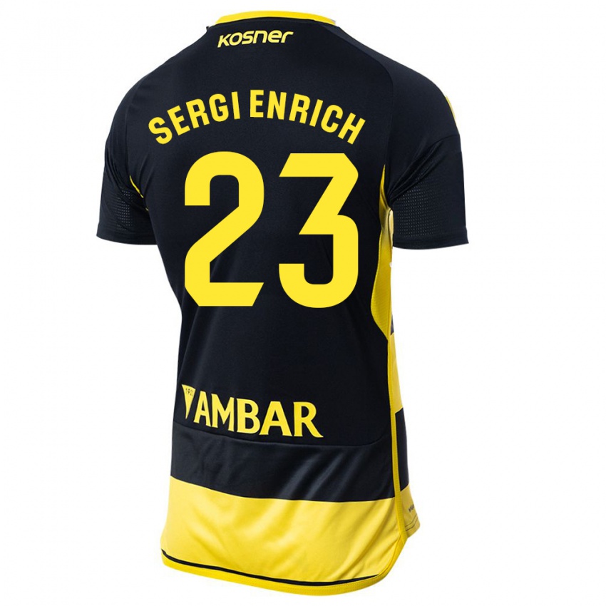 Herren Sergi Enrich #23 Schwarz Gelb Auswärtstrikot Trikot 2023/24 T-Shirt