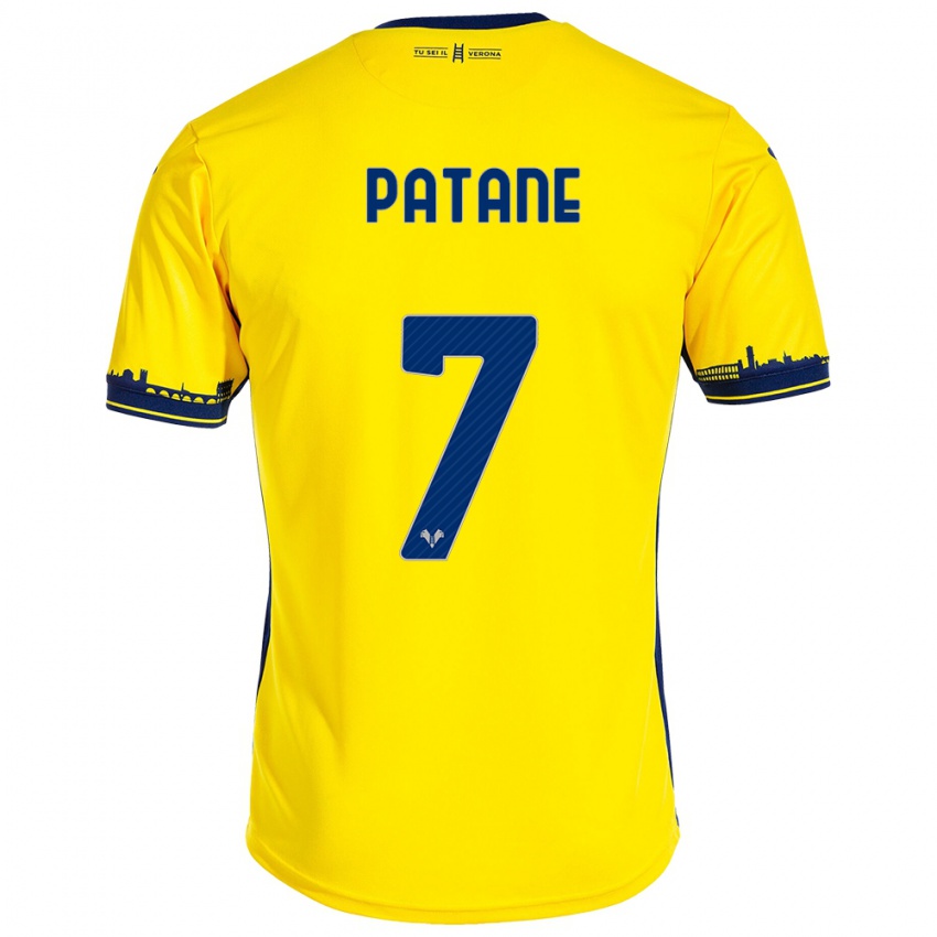 Herren Nicola Patanè #7 Gelb Auswärtstrikot Trikot 2023/24 T-Shirt