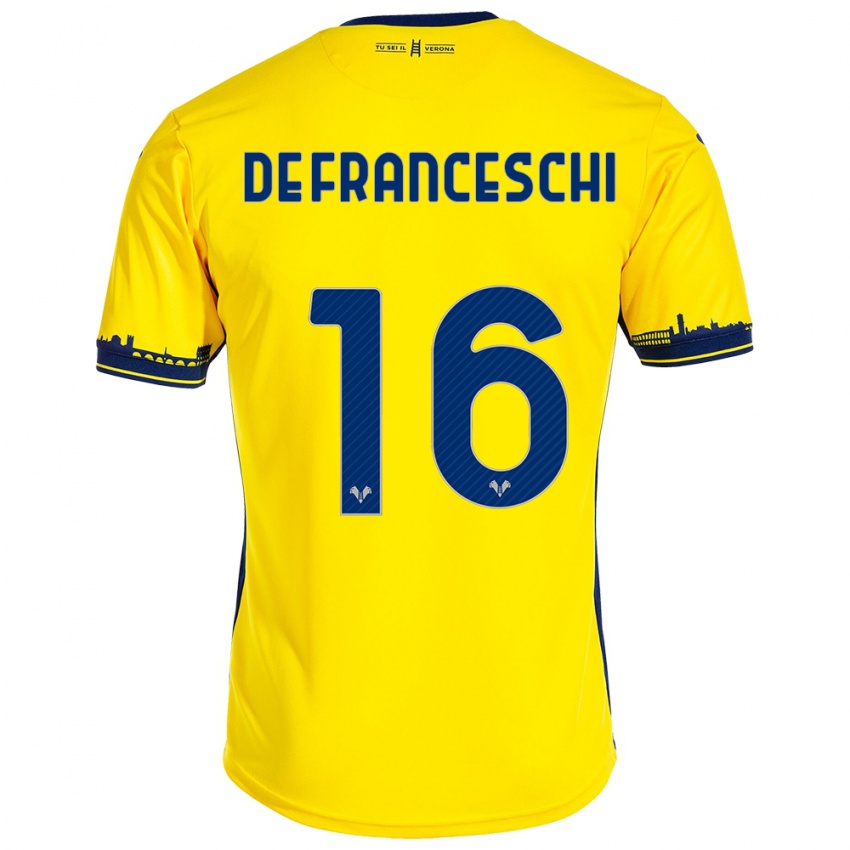 Herren Edoardo De Franceschi #16 Gelb Auswärtstrikot Trikot 2023/24 T-Shirt