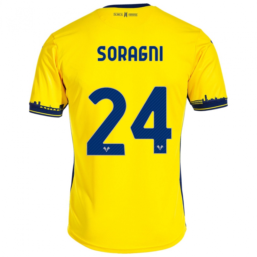 Herren Alberto Soragni #24 Gelb Auswärtstrikot Trikot 2023/24 T-Shirt