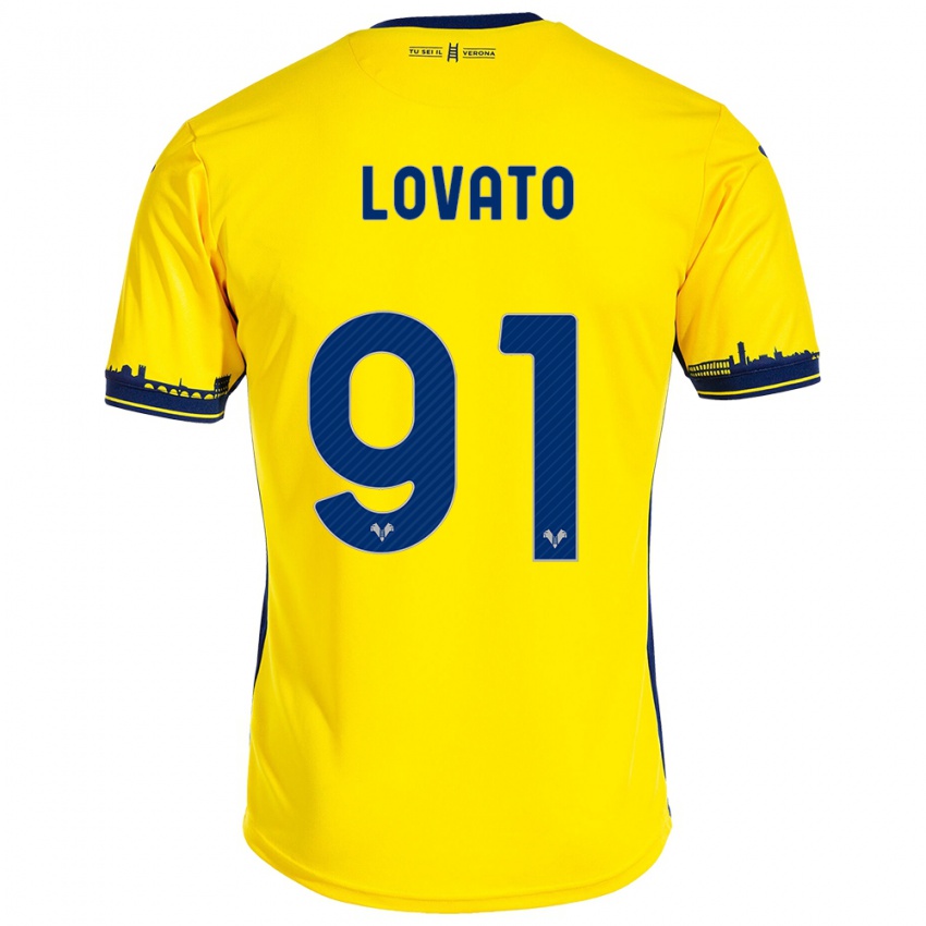 Herren Enrico Lovato #91 Gelb Auswärtstrikot Trikot 2023/24 T-Shirt