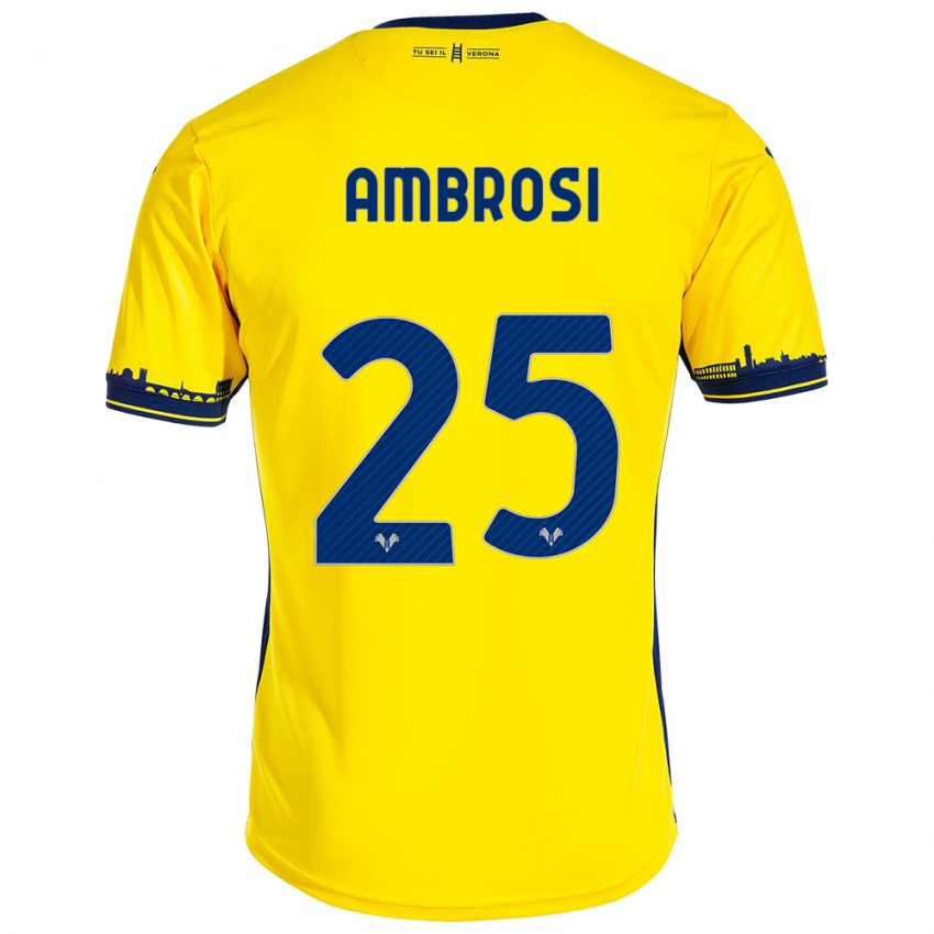 Herren Caterina Ambrosi #25 Gelb Auswärtstrikot Trikot 2023/24 T-Shirt