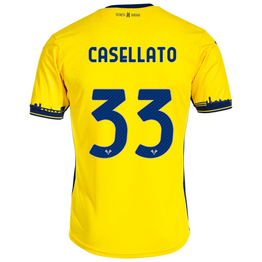 Herren Elisa Casellato #33 Gelb Auswärtstrikot Trikot 2023/24 T-Shirt