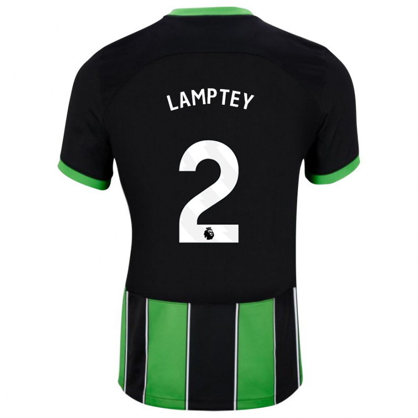 Herren Tariq Lamptey #2 Schwarz Grün Auswärtstrikot Trikot 2023/24 T-Shirt