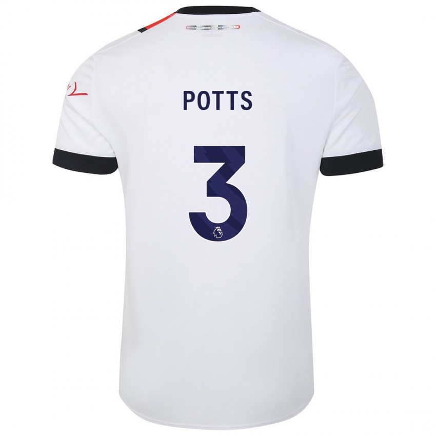 Herren Dan Potts #3 Weiß Auswärtstrikot Trikot 2023/24 T-Shirt