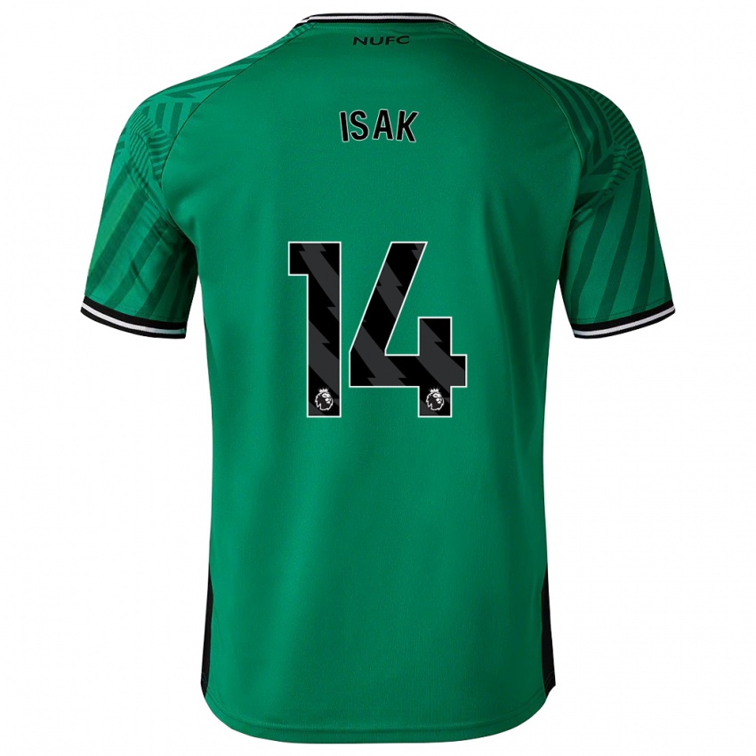 Herren Alexander Isak #14 Grün Auswärtstrikot Trikot 2023/24 T-Shirt