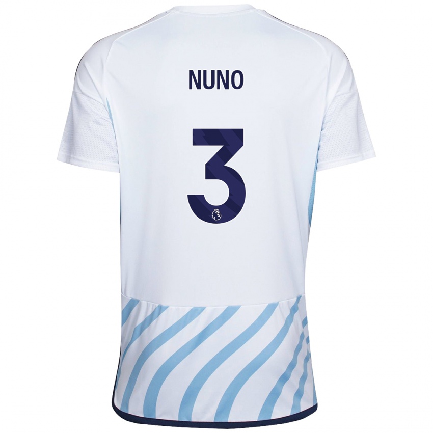 Herren Nuno Tavares #3 Weiß Blau Auswärtstrikot Trikot 2023/24 T-Shirt