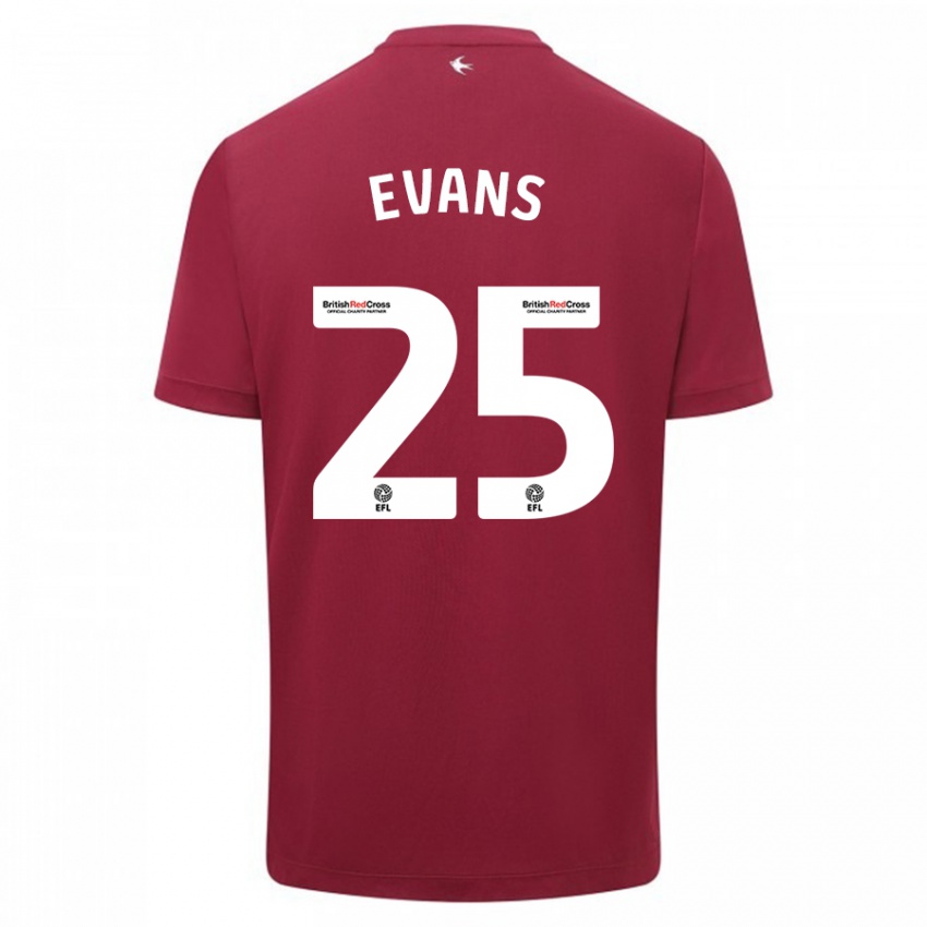 Herren Kieron Evans #25 Rot Auswärtstrikot Trikot 2023/24 T-Shirt