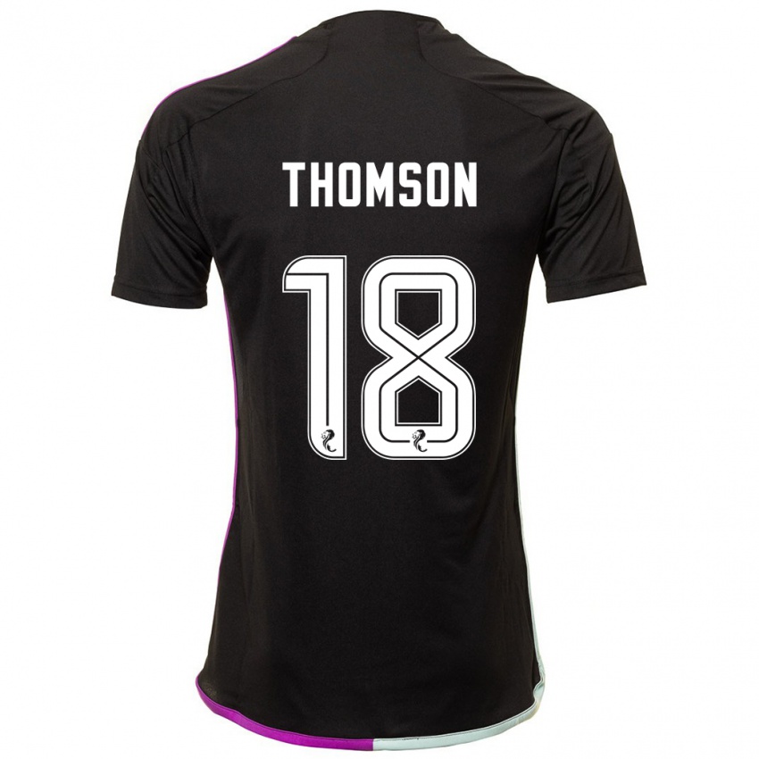 Herren Eva Thomson #18 Schwarz Auswärtstrikot Trikot 2023/24 T-Shirt