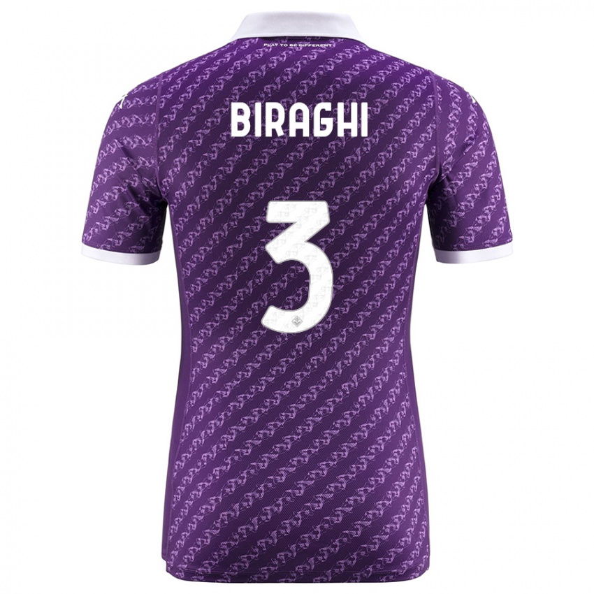 Damen Cristiano Biraghi #3 Violett Heimtrikot Trikot 2023/24 T-Shirt