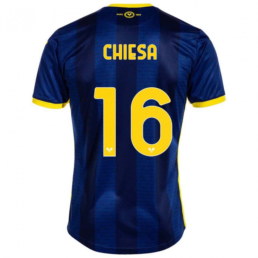 Damen Mattia Chiesa #16 Marine Heimtrikot Trikot 2023/24 T-Shirt