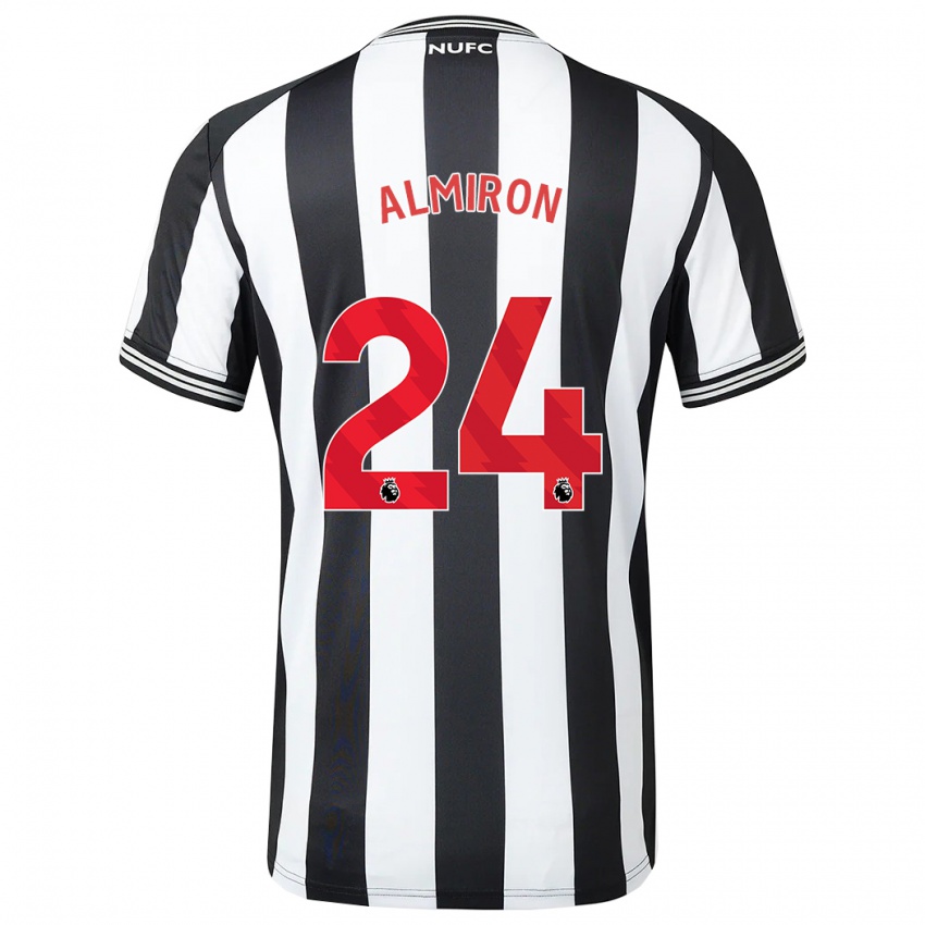 Damen Miguel Almiron #24 Schwarz-Weiss Heimtrikot Trikot 2023/24 T-Shirt