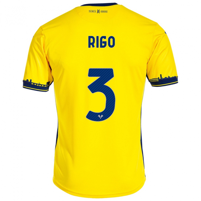 Damen Mattia Rigo #3 Gelb Auswärtstrikot Trikot 2023/24 T-Shirt