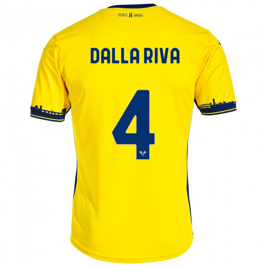 Damen Stefano Dalla Riva #4 Gelb Auswärtstrikot Trikot 2023/24 T-Shirt