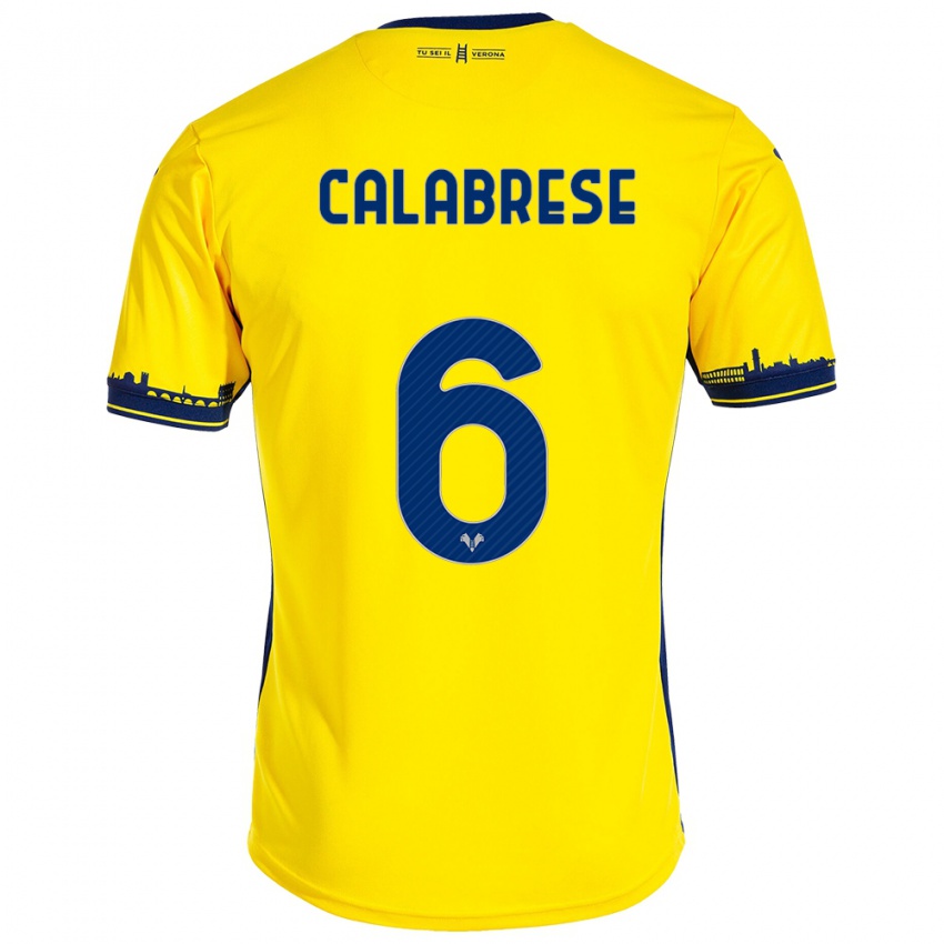 Damen Nicolò Calabrese #6 Gelb Auswärtstrikot Trikot 2023/24 T-Shirt