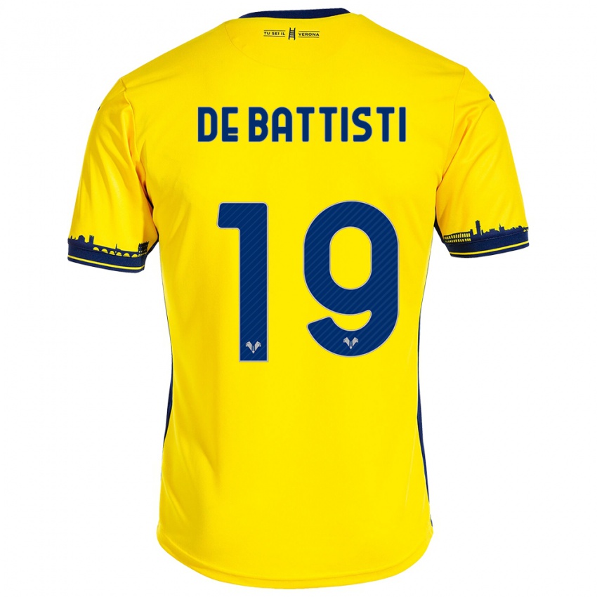 Damen Davide De Battisti #19 Gelb Auswärtstrikot Trikot 2023/24 T-Shirt