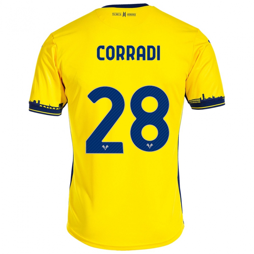 Damen Christian Corradi #28 Gelb Auswärtstrikot Trikot 2023/24 T-Shirt