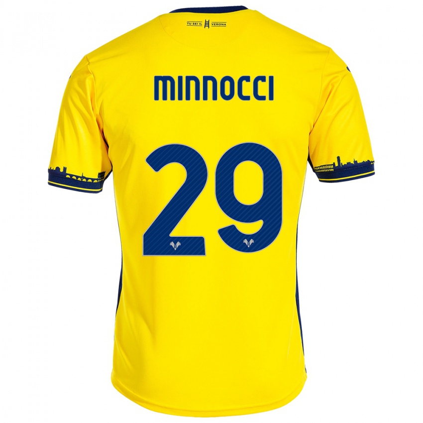 Damen Valerio Minnocci #29 Gelb Auswärtstrikot Trikot 2023/24 T-Shirt