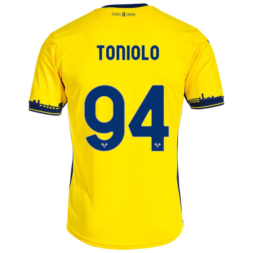 Damen Giacomo Toniolo #94 Gelb Auswärtstrikot Trikot 2023/24 T-Shirt