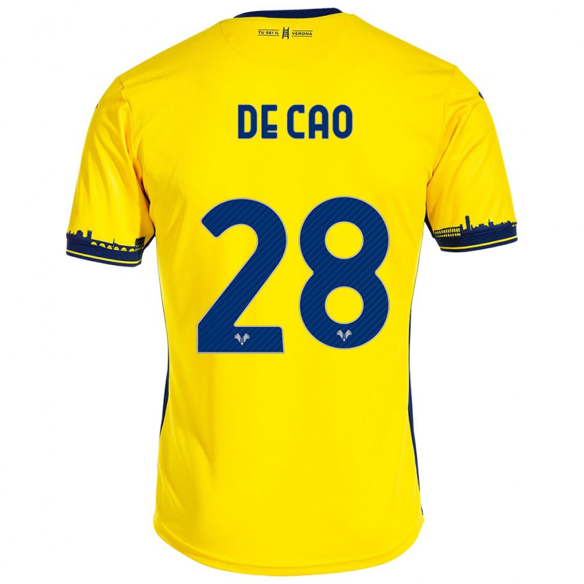 Damen Elena De Cao #28 Gelb Auswärtstrikot Trikot 2023/24 T-Shirt