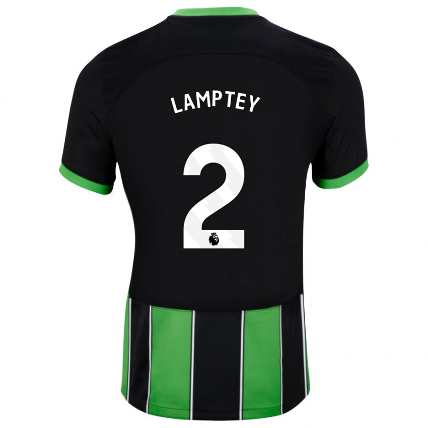 Damen Tariq Lamptey #2 Schwarz Grün Auswärtstrikot Trikot 2023/24 T-Shirt
